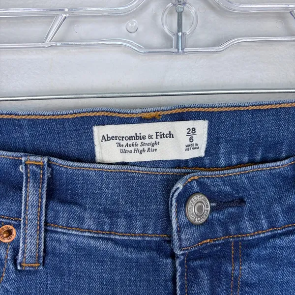 Abercrombie & Fitch The Ankle Straight Jeans Ultra High Rise Curve‎ Love 28/6 - Image 4