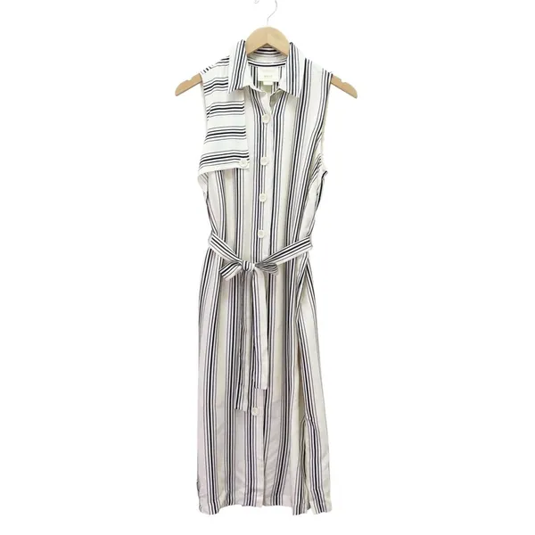 Maeve Anthropologie Esther Striped Sleeveless Shirt Dress Cream & Black Size 4 - Image 2