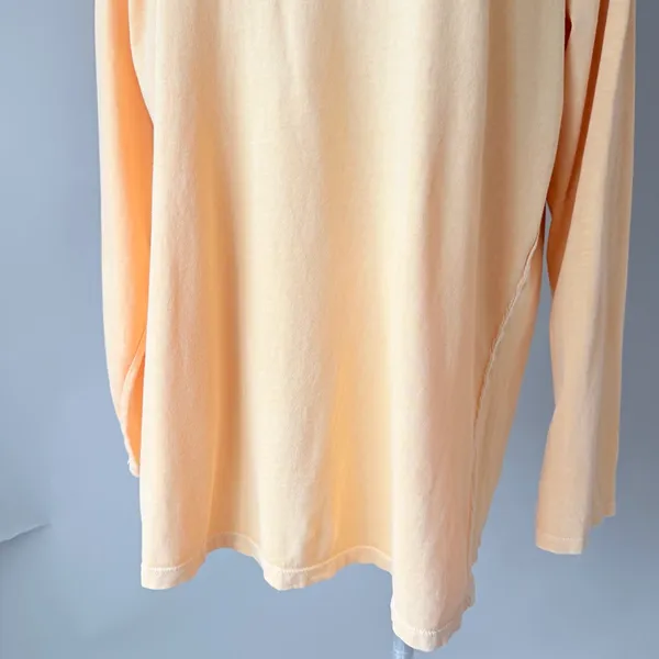 We The Free Peach Long Sleeve Top Women’s Large Oversized Raw Hem - Image 2