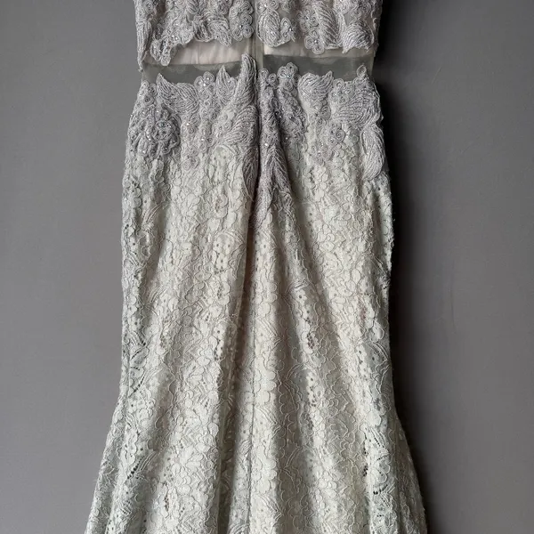Aspeed Boho Moody Prom Lace Beaded Mermaid Gown Large Champagne‎ - Image 8