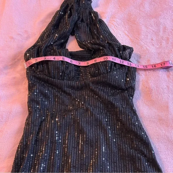 NWOT black sequined halter bodycon mini dress size 0 prom cocktail party dress - Image 7