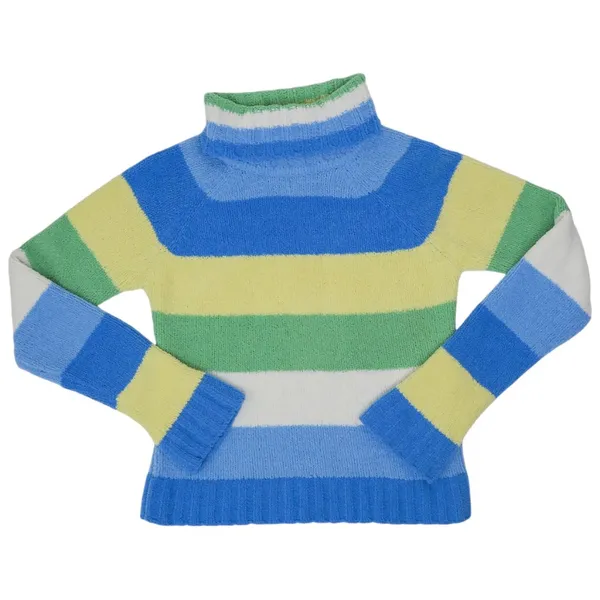 Vintage 90s Energie Striped Chenille Turtleneck Sweater - Image 3
