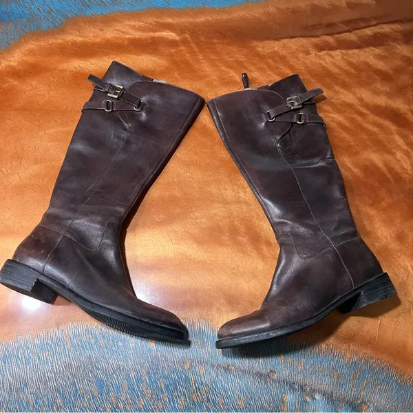 Ecco Hobart tall leather brown buckle boots size 38 - Image 2