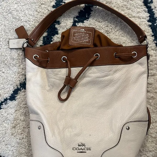 Coach Chalk & Saddle Mickie Leather Drawstring Bag - Image 4
