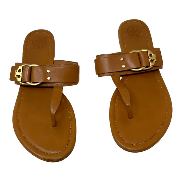 Tory Burch Tan Leather Marsden Flat Thong Sandal Size 9.5 - Image 10