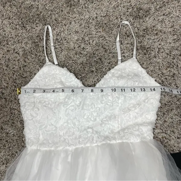 Lulus Graceful Beauty White 3D Floral Tulle Sleeveless Maxi Dress XS NWT - Image 7