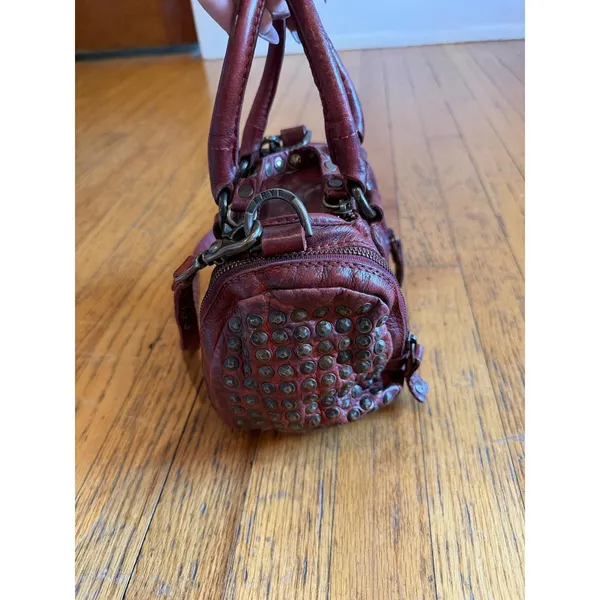 Frye Satchel Bag Womens Mini Red Leather Studded Crossbody - Image 9