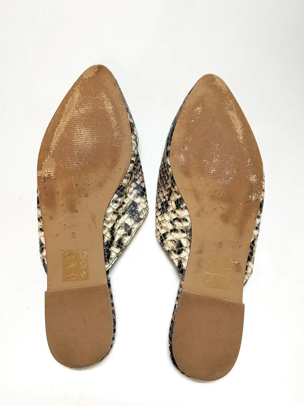 Madewell leather embossed snake print pointed toe slip on Remi mules Size 8 - Image 6