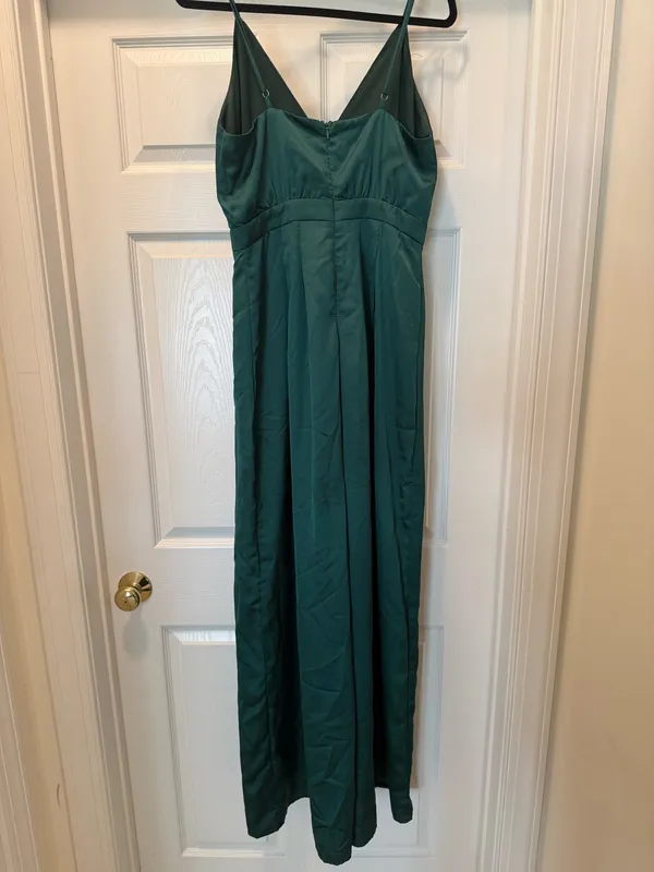 Emerald Green Spaghetti Strap Maxi Pantsuit Size L - Image 2