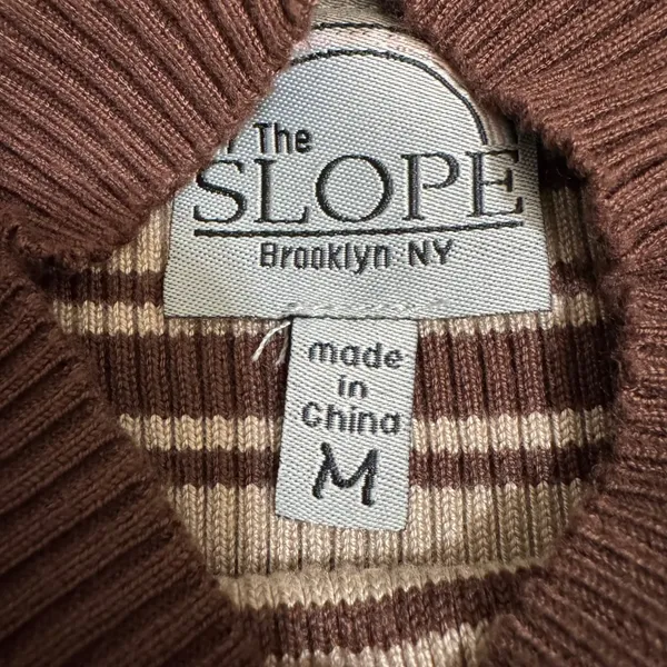 The Slope Brown Striped‎ Ribbed Mock Neck Long Sleeve Top Womens Size Medium Y2K - Image 3