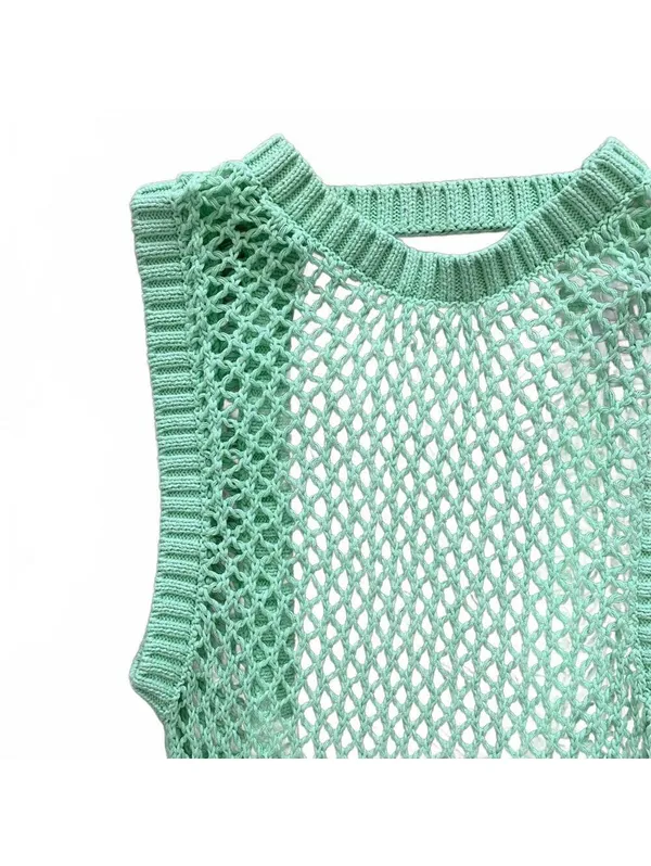 Beach Riot Holly Maxi Dress Cover Up Crochet Open Knit Sleeveless Patina Green M - Image 7