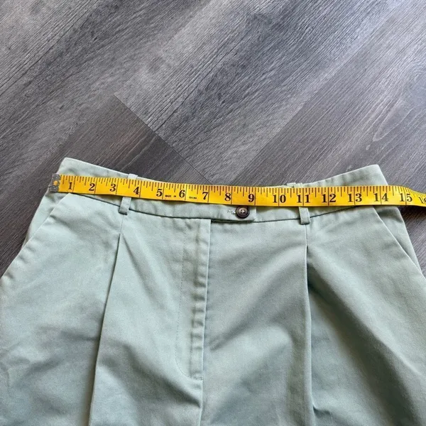 TOPSHOP Pleated High Rise Pants Sage Green US 6 Cropped - Image 8