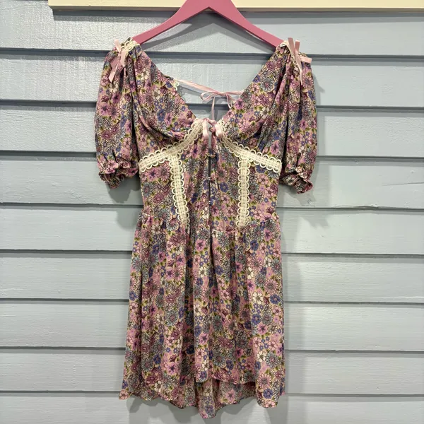 For Love & Lemons Willow Floral Puff Sleeve Mini Dress - Image 5