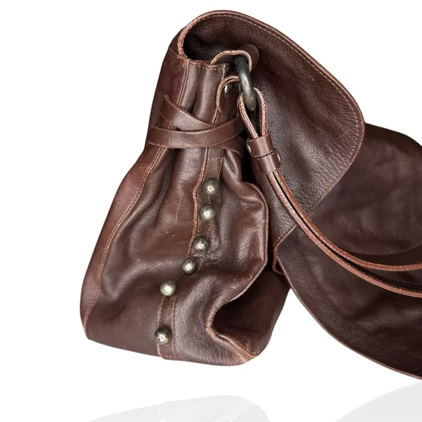 Lamarthe Paris Soft Leather Bag Brown Slouchy Hobo Studded Y2K‎ Made In Romania - Image 5