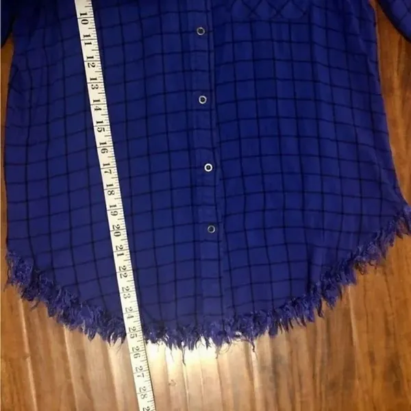 Westbound Blue and Black Plaid Long-sleeved Button-up Size PM - Image 6