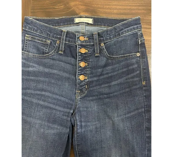 Madewell Jeans Womens 28T Blue 9" Highrise Skinny Raw Hem Button Fly Fade - Image 4