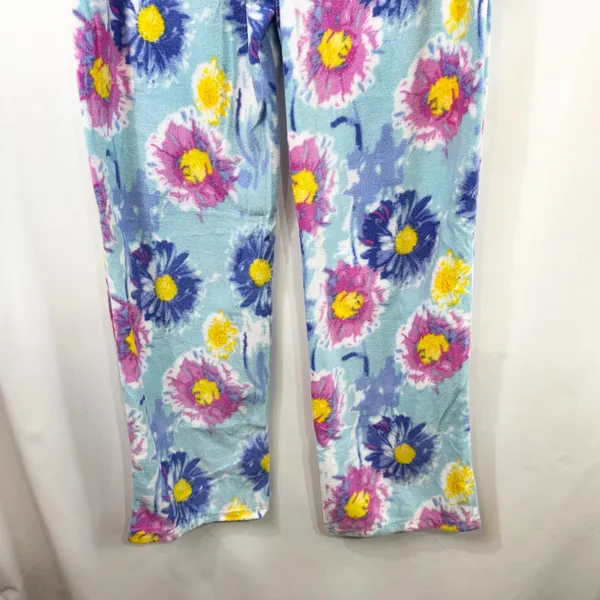 Mayfair Medium Pajama Set Floral Fleece Blue Pink Watercolor‎ Vivid NWT Gift 515 - Image 15