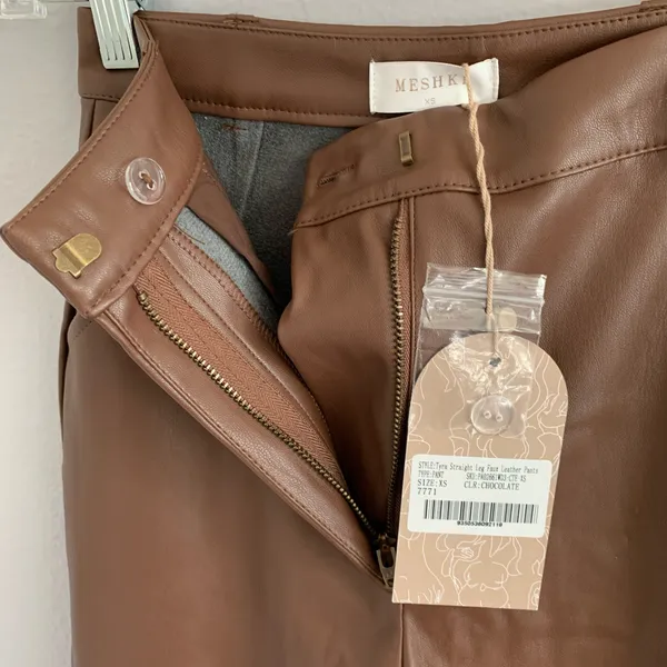 Meshki Tyra Straight Leg Faux Leather Pants Chocolate - Image 12