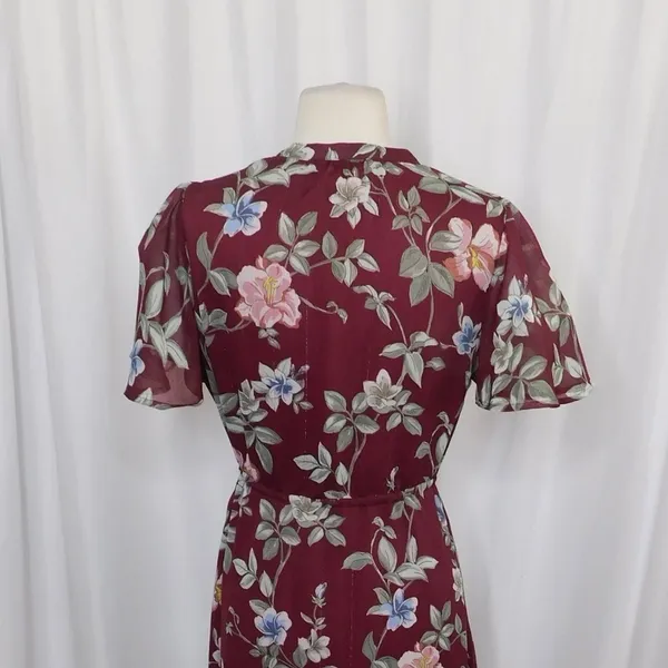 TOMMY BAHAMA Painted Petal Midi Floral Dress Metallic Embellished Beads X-Small - Image 9