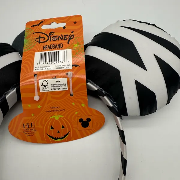 Disney Minnie Mouse Ears Halloween Black White Mummy Wrapped Headband Vacation - Image 7