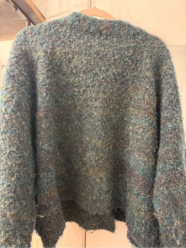 Molly Bracken Teal-Blue Bouclé Button Cardigan - Image 5