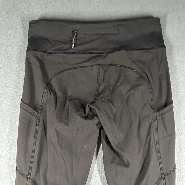 Lululemon Speed Tight III Ruched Leggings Womens 4 Black‎ Pull On Pockets - Image 9