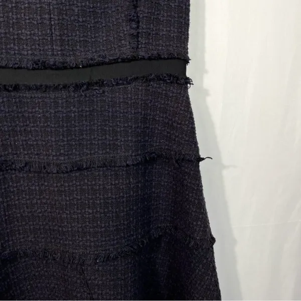 Rebecca Taylor Deep Purple Tiered Tweed Knit Fit & Flare Cap Sleeve Dress Fringe - Image 6