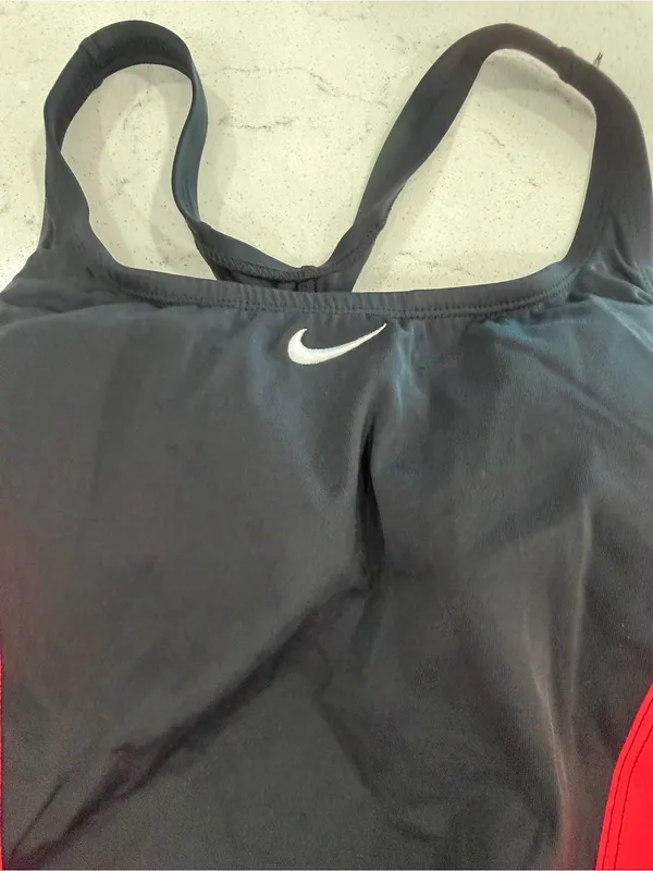 Nike Black One-Piece Swimsuit with Red Side Panels and Scoop Neck - Image 4