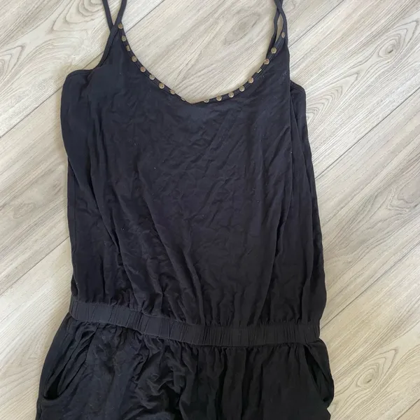 Lascana‎ For Venus Black Spaghetti Straps Jogger Beach Jumpsuit Size Medium - Image 3
