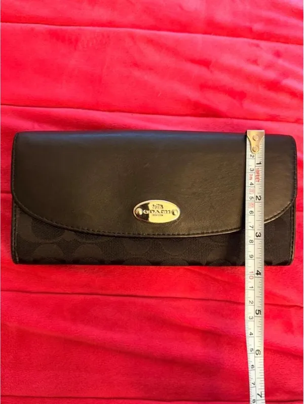 Black Coach Wallet with Silver Emblem - Image 7