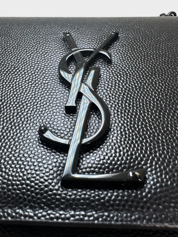 YSL Saint Laurent AUTHENTIC Black Leather Monogram Chain Crossbody Bag WITH COA - Image 10