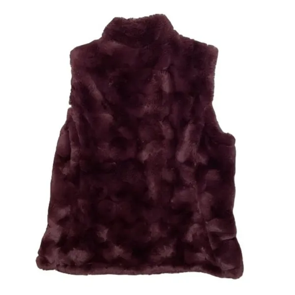 Nicole Miller Original Reversible Vest Womens Small Wine Red Faux Fur Quilted - Image 8