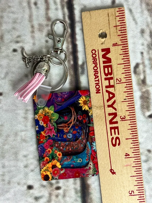Handmade Cowgirl Boots Keychain Purse Backpack Clip Accessory With Tassel - Image 3