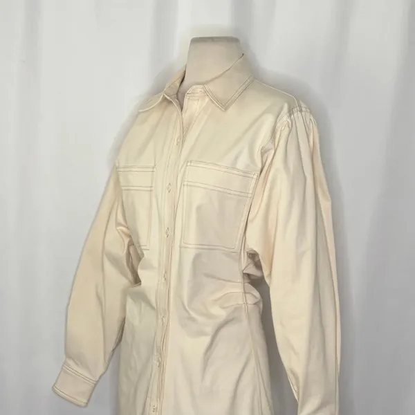ZARA Natural Cream Shirtdress Mini Shirt Dress Buttons Pockets Twill Small - Image 7