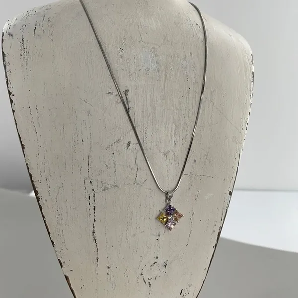 Boutique Sterling silver CZ pendant necklace. - Image 9
