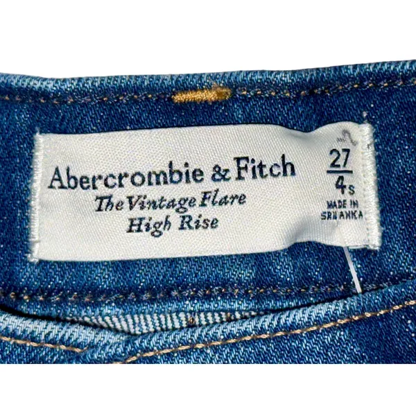 NWT Abercrombie & Fitch Vintage Flare High Rise Blue Denim Raw Hem Jeans Sz 27 4 - Image 3