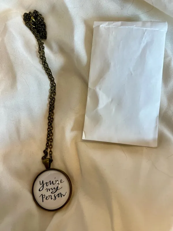 "You're My Person" Round Pendant Necklace - Black & White - Image 3
