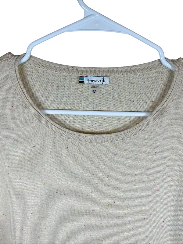 Smartwool Shadow Pine Colorblock Crew Sweater Almond Donegal Minimalist Wool M - Image 9