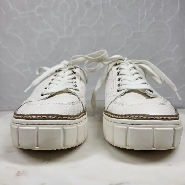 Vince Camuto Rezelli Platform Sneakers Womens 7.5 White Leather Lace-Up Shoes - Image 6