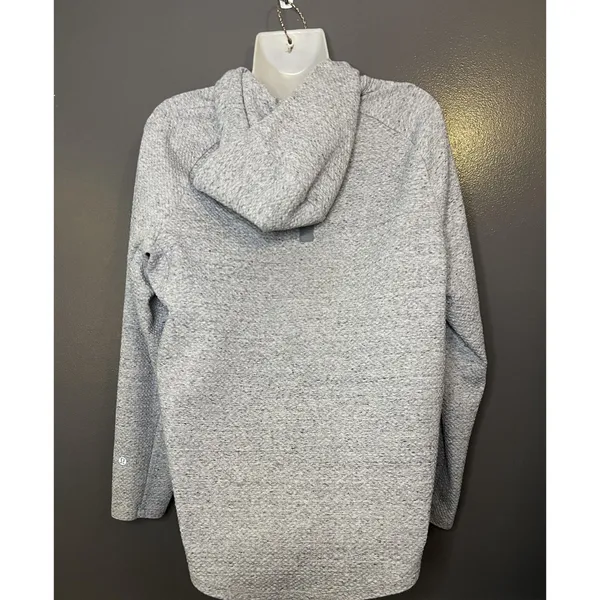 Lululemon Hoodie Womens Medium Gray Textured Fleece Pullover Reflective Pockets - Image 6