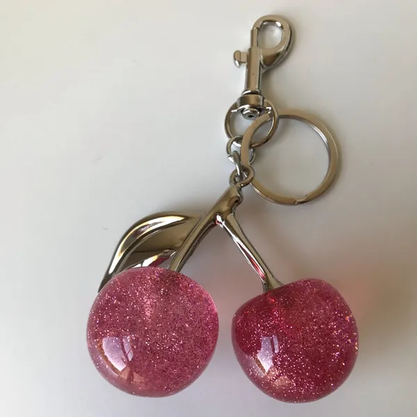 Pink Glitter Cherry Bag Charm, Silver Tone - Image 15