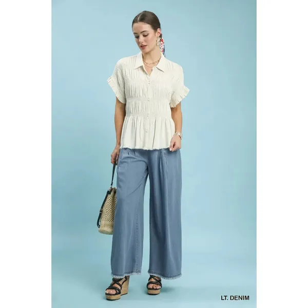 Umgee Stone Washed Wide Leg Pants -‎ Small - Image 3
