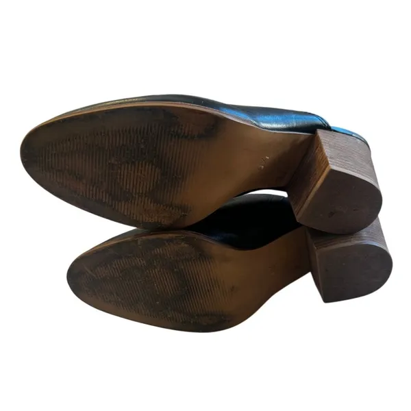 Madewell Black Leather Mule Clogs Stacked Block Heel Slides Size 9.5 Women's - Image 5