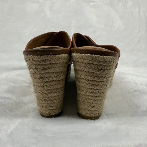 Coach Red Snakeskin‎ Striped Espadrille Wedge Platform Sandals Slides 8.5 READ - Image 6