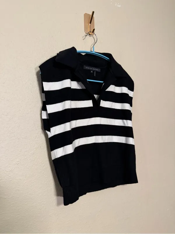 English Factory Striped Knit Polo Sleeveless Sweater Size XS - Image 2