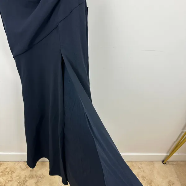 Lulus Elegant Sensation Navy Blue Asymmetrical Pleated Maxi Dress Formal XS NWT - Image 10