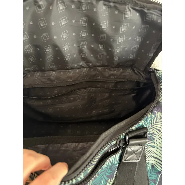 Calpak Travel Duffle Green Blue Black Palm Leaf With Lower Compartment - Image 4