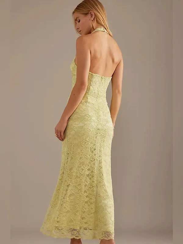 Anthropologie Bardot Evana Lace Halter Midi Dress - Image 4