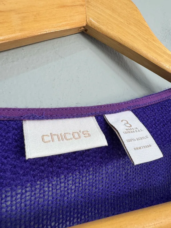 Purple Chico’s Boatneck Sweater Size 3 (16) EUC - Image 5