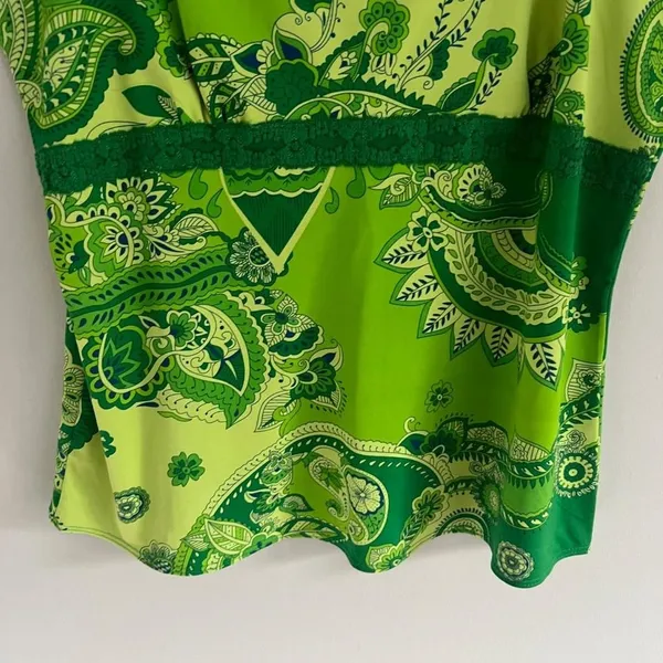 Green Paisley‎ Print Bob Mackie Studio Tank Top - Image 4